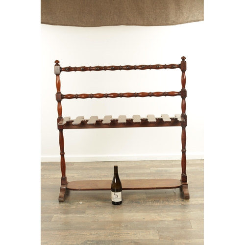 1298 - A GOOD 19TH CENTURY COUNTRY HOUSE MAHOGANY BOOT AND WHIP STAND with faux bamboo turned cross bars ab... 