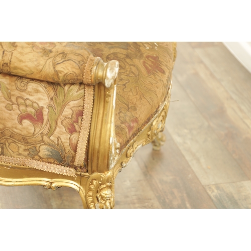 1305 - A SUITE OF FOUR CARVED GILTWOOD ROCOCO STYLE STOOLS comprising two window seats and two square stool... 