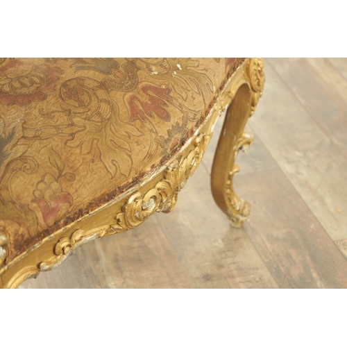 1305 - A SUITE OF FOUR CARVED GILTWOOD ROCOCO STYLE STOOLS comprising two window seats and two square stool... 