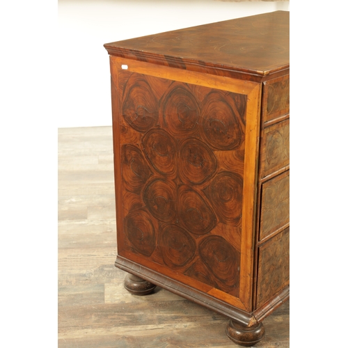 1306 - A FINE WILLIAM AND MARY OYSTERED LABURNUM INLAID CHEST OF DRAWERS with geometric designs having two ... 