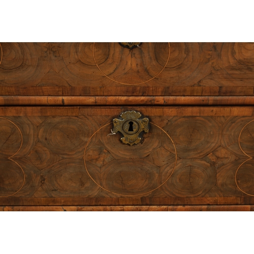 1306 - A FINE WILLIAM AND MARY OYSTERED LABURNUM INLAID CHEST OF DRAWERS with geometric designs having two ... 