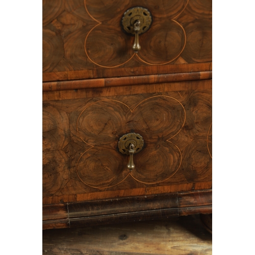 1306 - A FINE WILLIAM AND MARY OYSTERED LABURNUM INLAID CHEST OF DRAWERS with geometric designs having two ... 