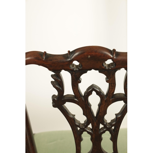 1308 - A FINE SET OF EIGHT GEORGE III AND LATER MAHOGANY CHIPPENDALE STYLE DINING CHAIRS with finely carved... 