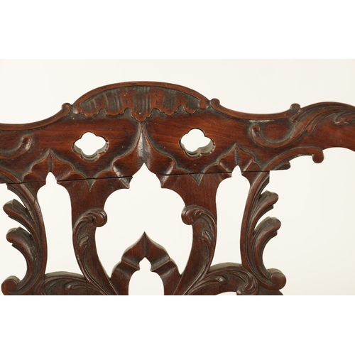 1308 - A FINE SET OF EIGHT GEORGE III AND LATER MAHOGANY CHIPPENDALE STYLE DINING CHAIRS with finely carved... 