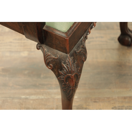 1308 - A FINE SET OF EIGHT GEORGE III AND LATER MAHOGANY CHIPPENDALE STYLE DINING CHAIRS with finely carved... 