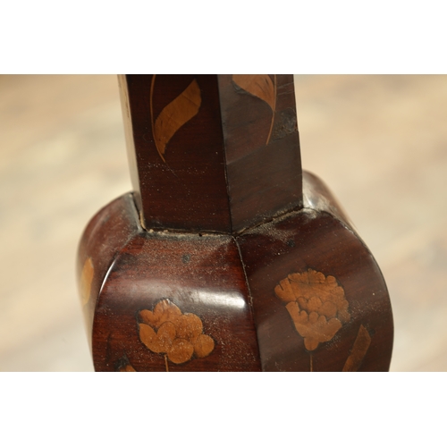 1315 - A 19TH CENTURY DUTCH MARQUETRY SIDE TABLE with a hinged top above a frieze drawer, raised on a bulbo... 