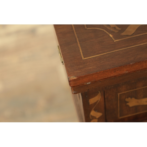 1315 - A 19TH CENTURY DUTCH MARQUETRY SIDE TABLE with a hinged top above a frieze drawer, raised on a bulbo... 