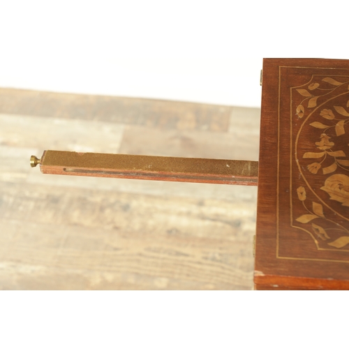 1315 - A 19TH CENTURY DUTCH MARQUETRY SIDE TABLE with a hinged top above a frieze drawer, raised on a bulbo... 