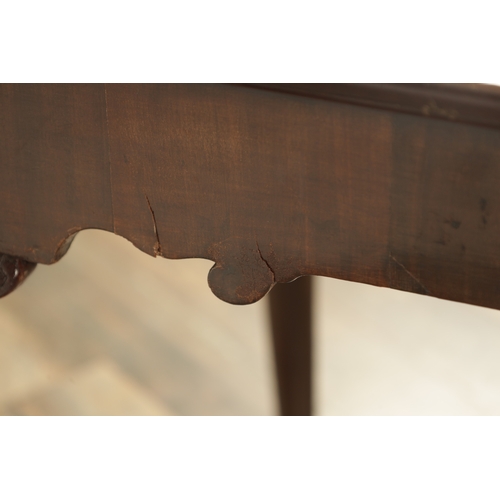 1317 - AN 18TH CENTURY MAHOGANY SILVER TABLE with a dished top above a shaped shallow frieze with slender c... 