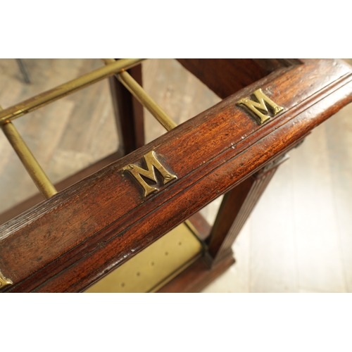 1320 - A GOOD PAIR OF 19TH CENTURY COUNTRY HOUSE WALNUT AND BRASS STICK STANDS having initials to the top r... 