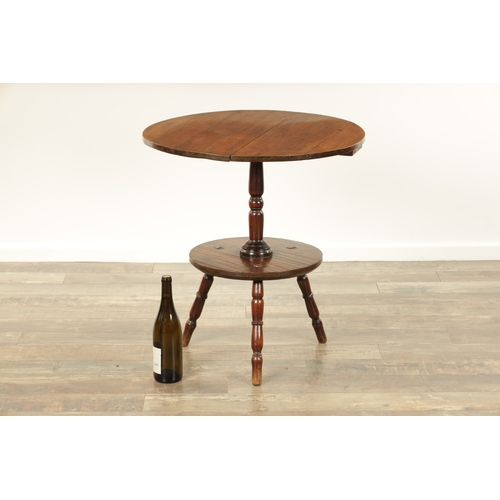 1321 - AN UNUSUAL 18TH-CENTURY ELM AND FRUITWOOD CRICKET TABLE with revolving top above a turned stem and u... 