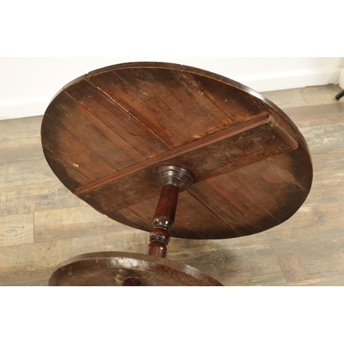 1321 - AN UNUSUAL 18TH-CENTURY ELM AND FRUITWOOD CRICKET TABLE with revolving top above a turned stem and u... 