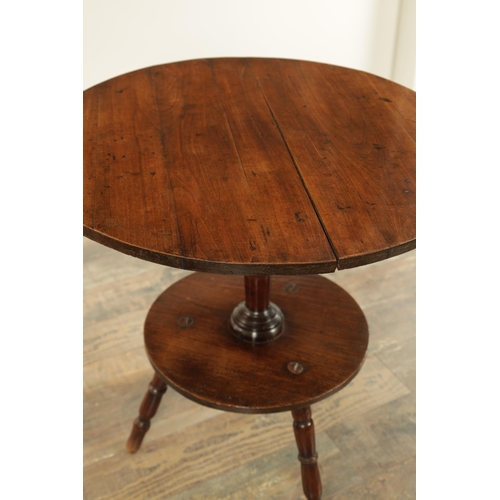 1321 - AN UNUSUAL 18TH-CENTURY ELM AND FRUITWOOD CRICKET TABLE with revolving top above a turned stem and u... 