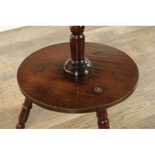 1321 - AN UNUSUAL 18TH-CENTURY ELM AND FRUITWOOD CRICKET TABLE with revolving top above a turned stem and u... 