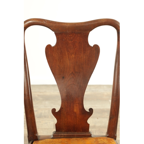 1329 - AN EARLY 18TH CENTURY WALNUT SIDE CHAIR with drop-in seat, shaped back and cabriole legs (59cm wide ... 