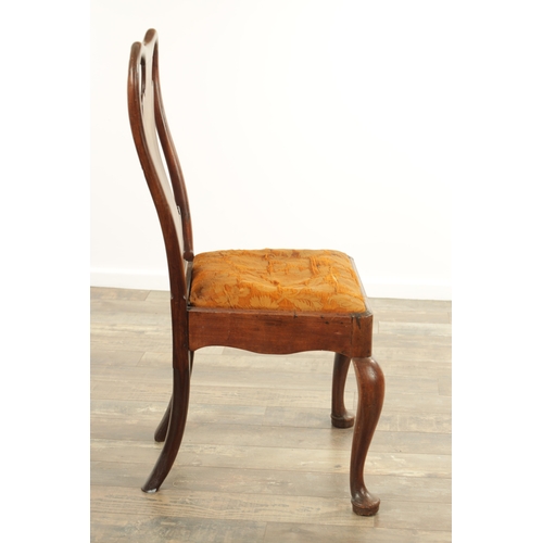 1329 - AN EARLY 18TH CENTURY WALNUT SIDE CHAIR with drop-in seat, shaped back and cabriole legs (59cm wide ... 