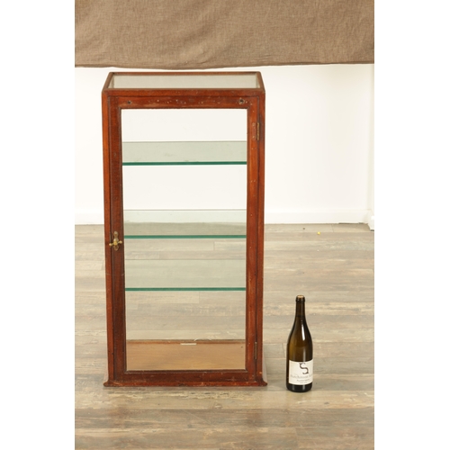 1338 - A LATE 19TH CENTURY FREESTANDING MAHOGANY GLAZED DISPLAY CASE with rear door and plate glass shelves... 