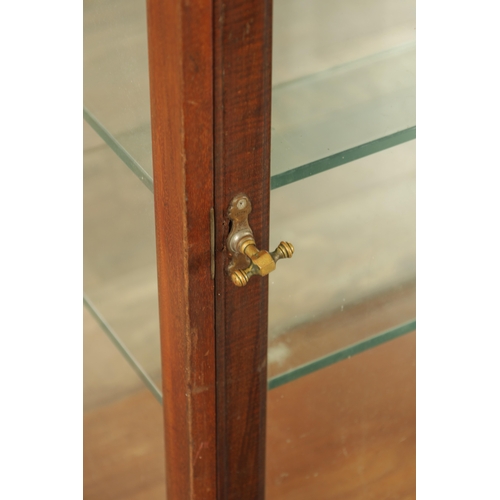 1338 - A LATE 19TH CENTURY FREESTANDING MAHOGANY GLAZED DISPLAY CASE with rear door and plate glass shelves... 