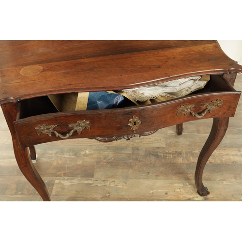 1339 - AN 18TH CENTURY ROSEWOOD ANGLO PORTUGUESE SERPENTINE SHAPED SIDE TABLE with moulded edge top above a... 