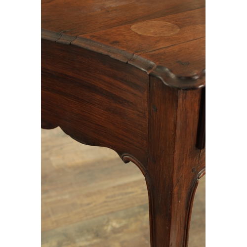 1339 - AN 18TH CENTURY ROSEWOOD ANGLO PORTUGUESE SERPENTINE SHAPED SIDE TABLE with moulded edge top above a... 