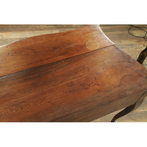 1339 - AN 18TH CENTURY ROSEWOOD ANGLO PORTUGUESE SERPENTINE SHAPED SIDE TABLE with moulded edge top above a... 