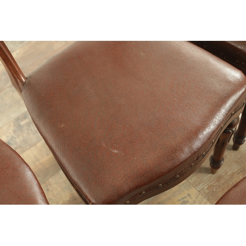 1340 - A SET OF FOUR ROSEWOOD WILLIAM IV DINING CHAIRS with open leaf carved backs and upholstered seats; r... 