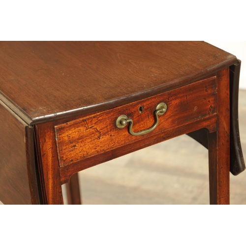 1343 - A GOOD GEORGE II MAHOGANY SERPENTINE SHAPED PEMBROKE TABLE with hinged fall down sides and frieze dr... 