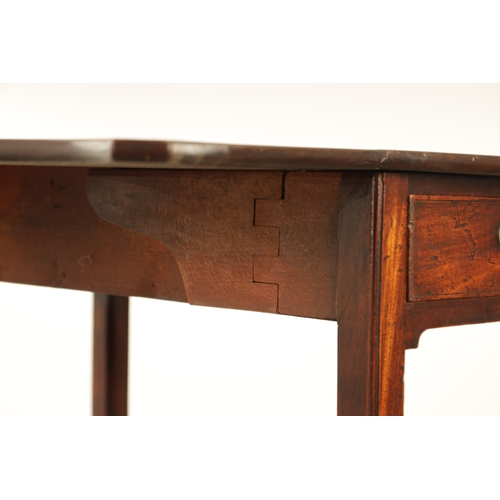 1343 - A GOOD GEORGE II MAHOGANY SERPENTINE SHAPED PEMBROKE TABLE with hinged fall down sides and frieze dr... 