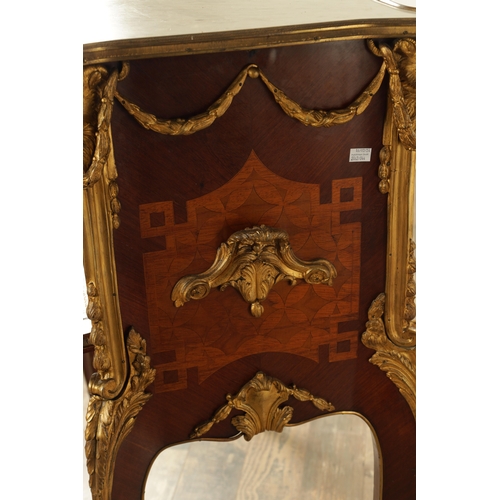 1344 - A 20TH CENTURY FRENCH ORMOLU MOUNTED KINGWOOD AND MARQUETRY INLAID SECRETAIRE CABINET with white mar... 