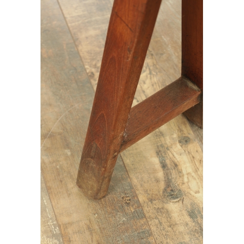 1353 - A PAIR OF 19TH CENTURY WALNUT NARROW BENCHES with shaped ends and splayed leg supports. (182cm wide ... 