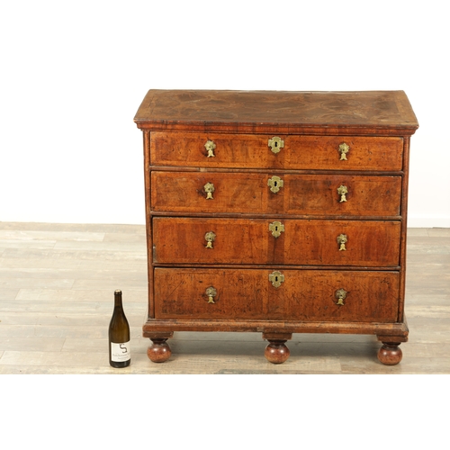 1355 - A WILLIAM AND MARY WALNUT CHEST OF DRAWERS WITH GEOMETRIC INLAID TOP having superb colour and polish... 