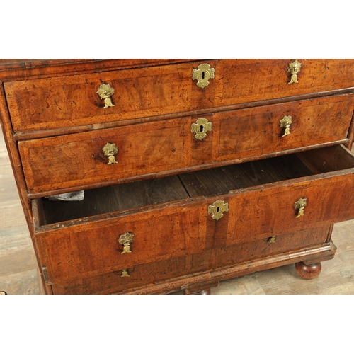 1355 - A WILLIAM AND MARY WALNUT CHEST OF DRAWERS WITH GEOMETRIC INLAID TOP having superb colour and polish... 