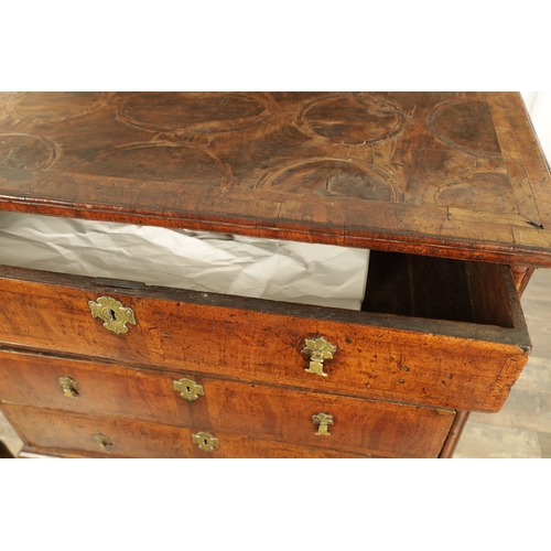 1355 - A WILLIAM AND MARY WALNUT CHEST OF DRAWERS WITH GEOMETRIC INLAID TOP having superb colour and polish... 