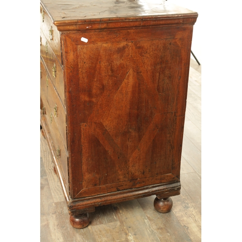 1355 - A WILLIAM AND MARY WALNUT CHEST OF DRAWERS WITH GEOMETRIC INLAID TOP having superb colour and polish... 