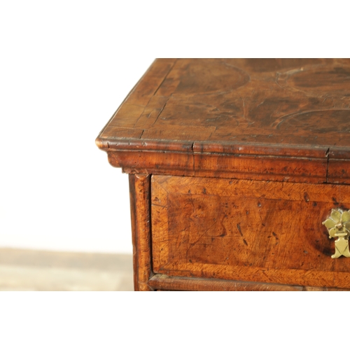 1355 - A WILLIAM AND MARY WALNUT CHEST OF DRAWERS WITH GEOMETRIC INLAID TOP having superb colour and polish... 