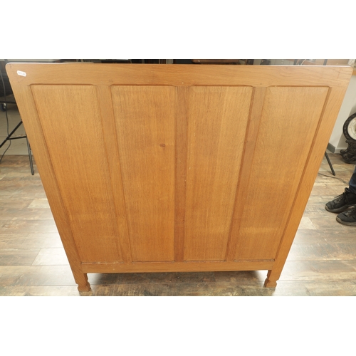 1357 - AN UNUSUAL ROBERT ‘MOUSEMAN’ THOMPSON JOINED ADZED LIGHT OAK SIDE CABINET the rear galleried top abo... 