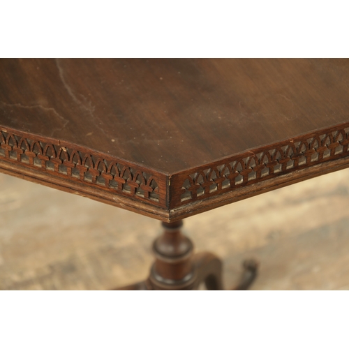 1358 - A GEORGE III STYLE MAHOGANY OCCASIONAL TABLE with a pierced gallery octagonal-shaped top, raised on ... 