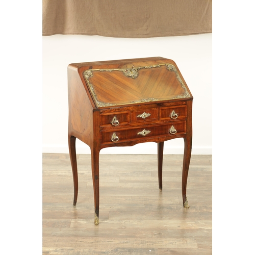 1362 - A 19TH CENTURY LOUIS XVI STYLE FRENCH KINGWOOD ORMOLU MOUNTED BUREAU with an angled fall revealing a... 