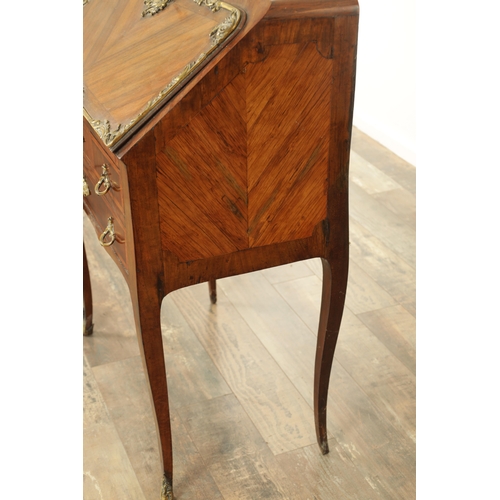 1362 - A 19TH CENTURY LOUIS XVI STYLE FRENCH KINGWOOD ORMOLU MOUNTED BUREAU with an angled fall revealing a... 