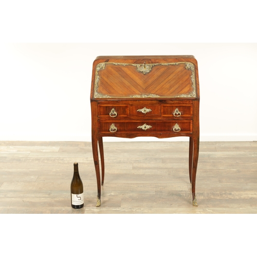 1362 - A 19TH CENTURY LOUIS XVI STYLE FRENCH KINGWOOD ORMOLU MOUNTED BUREAU with an angled fall revealing a... 