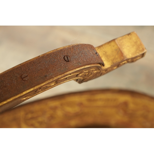 1363 - A DECORATIVE GILT GESSO GOTHIC STYLE OCCASIONAL TABLE with leaf-carved decoration raised on a tripod... 