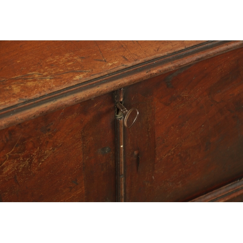 1366 - A GEORGE III MAHOGANY CELLARETTE ON STAND with hinged top and side carrying handles; raised on squar... 