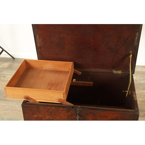 1366 - A GEORGE III MAHOGANY CELLARETTE ON STAND with hinged top and side carrying handles; raised on squar... 