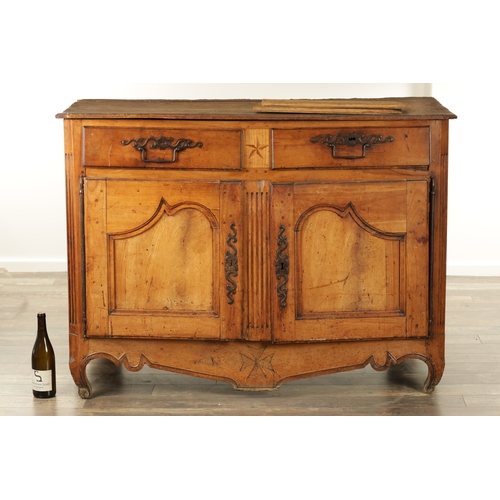 1374 - AN 18TH CENTURY WALNUT MALTESE COMMODE with two frieze drawers above fielded hinged cupboard doors r... 