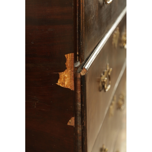 1375 - AN 18TH CENTURY MAHOGANY IRISH TALL CHEST OF DRAWERS having dentil cornice above a bank of eight gra... 