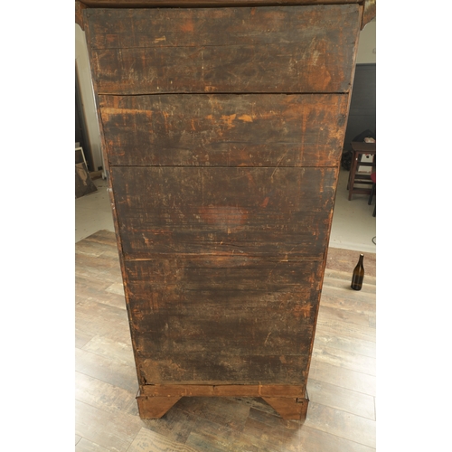 1375 - AN 18TH CENTURY MAHOGANY IRISH TALL CHEST OF DRAWERS having dentil cornice above a bank of eight gra... 