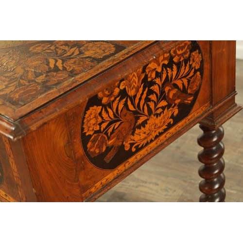 1377 - A WILLIAM AND MARY MARQUETRY SIDE TABLE with elaborate panelled floral marquetry top and matching fr... 