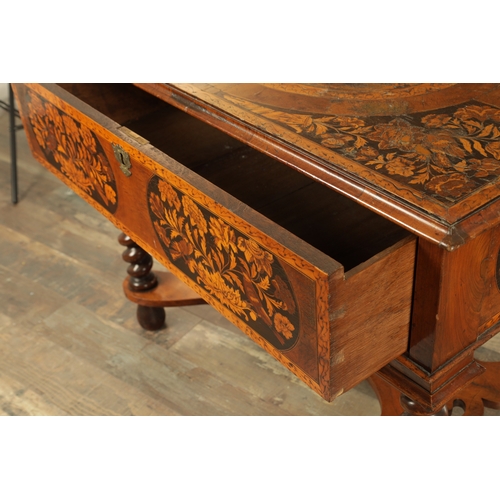 1377 - A WILLIAM AND MARY MARQUETRY SIDE TABLE with elaborate panelled floral marquetry top and matching fr... 