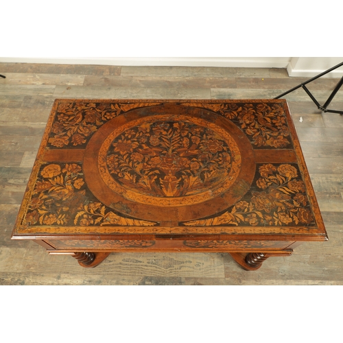 1377 - A WILLIAM AND MARY MARQUETRY SIDE TABLE with elaborate panelled floral marquetry top and matching fr... 