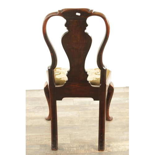 1381 - A GOOD GEORGE II WALNUT SIDE CHAIR with a shaped back having vase shaped back splat, drop-in tapestr... 